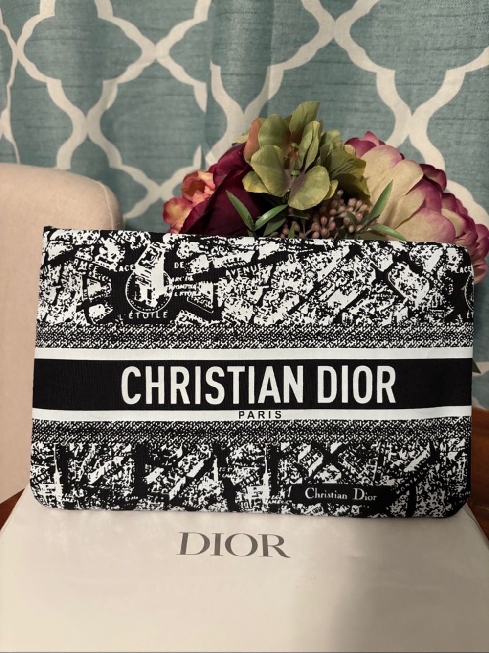 Dior Black and White Christian Dior Logo Cosmetic/Beauty Pouch GWP